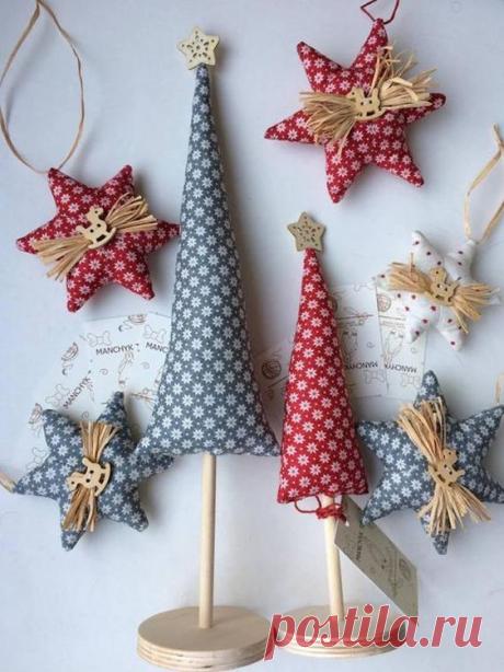 Текстильні ялинкові прикраси: 23 ідеї створення краси з обрізків тканини | Ідеї декору