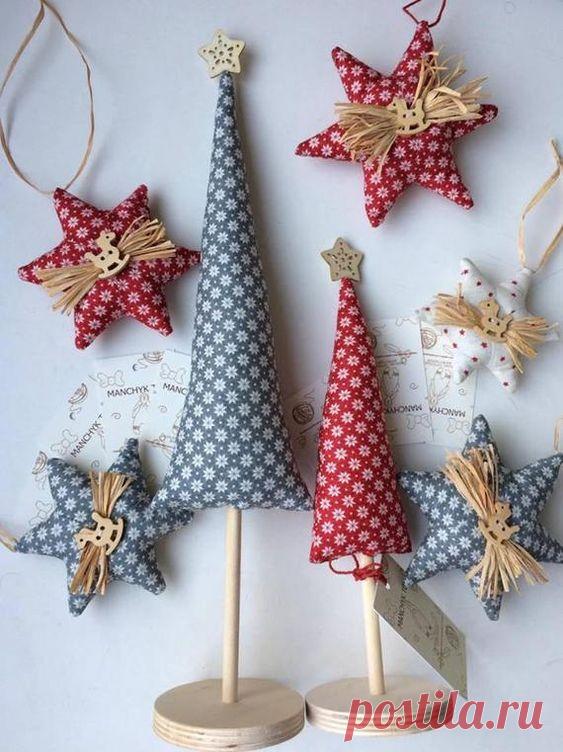 Текстильні ялинкові прикраси: 23 ідеї створення краси з обрізків тканини | Ідеї декору