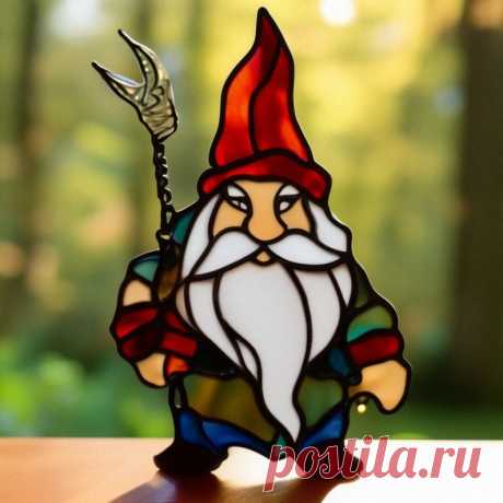 Hecho a mano vidrieras rojas gnomo suncatcher Glass Gnomer Abstract Stained Glass Gnome Suncatcher ventana colgante decoración del hogar lindo arte enano - Etsy Chile