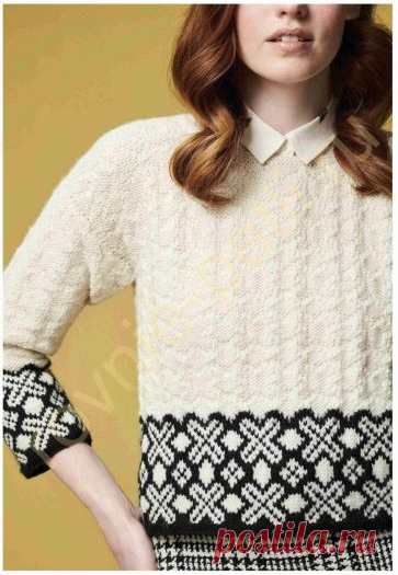 Вязание спицами - Джемпера спицами - Свитер Таро - Джемпер с жаккардовым рисунком по низу