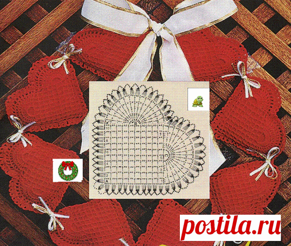 Schema uncinetto cuore per ghirlanda | Il blog di Tici Facebook Pinterest Google + Twitter Stampa