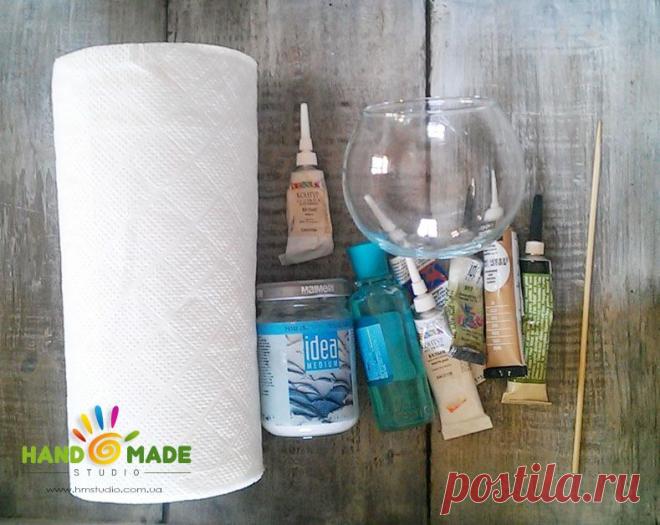 МК по декорированию подсвечника "Морозный узор"