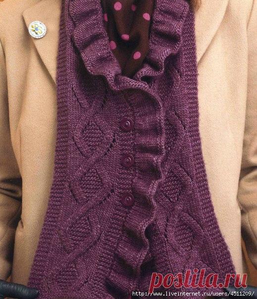 Оригинальный шарфик спицами
