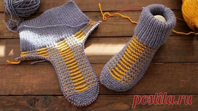Следки в норвежском стиле спицами 🇸🇯 Norwegian knitted slippers