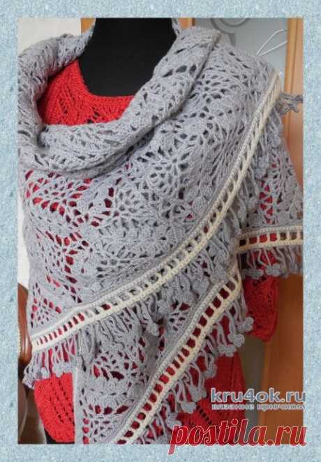 Ажурная шаль крючком. Работа Елены Трофимовой