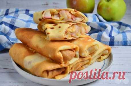 Блины с яблоками и корицей — Домашняя кулинария
