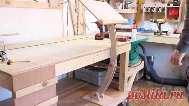 Складной регулируемый столик из фанеры для мастерской В данном обзоре автор поделится с нами идеей, как сделать своими руками складной регулируемый столик из фанеры для гаража или домашней мастерской.Можно