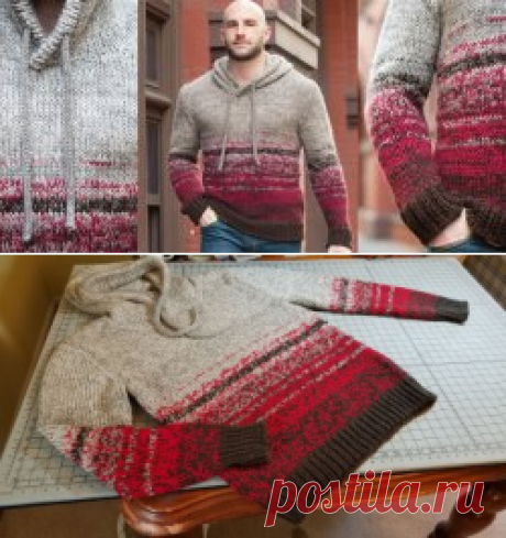 Вязаная мужская толстовка Hoodie - Вяжи.ру