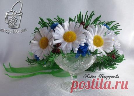 Ромашка своими руками из атласной ленты