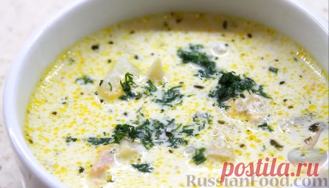 Рецепт: Сливочный суп с морепродуктами на RussianFood.com