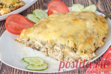 Рецепт: Скумбрия, запечённая с картофелем, грибами и сыром на RussianFood.com