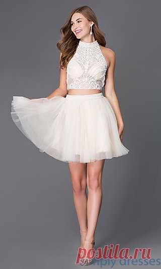 Dresses, Formal, Prom Dresses, Evening Wear: Short Two Piece Open Back Dress