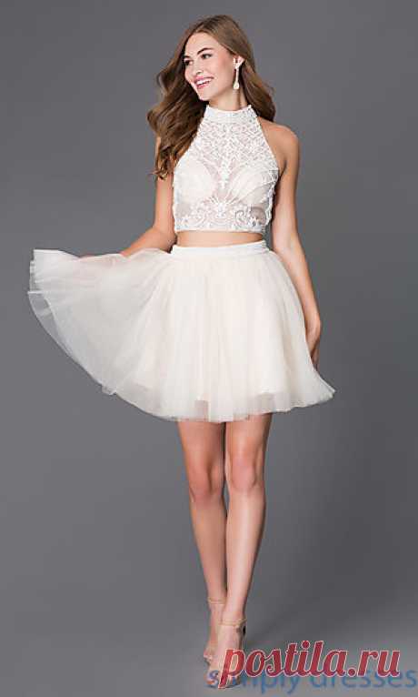 Dresses, Formal, Prom Dresses, Evening Wear: Short Two Piece Open Back Dress