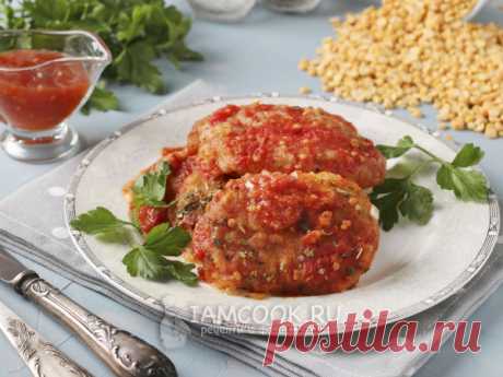 Постные гороховые котлеты с манкой в томатном соусе — рецепт с фото Вкусные котлеты из колотого гороха, приготовленные с добавлением манной крупы. Можно подавать как самостоятельное блюдо в пост.