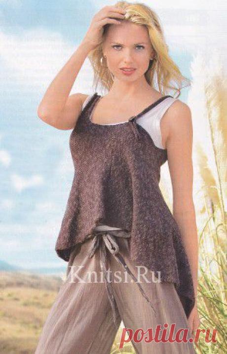 Ассиметричный меланжевый топ. Вязание для женщин / Топы / Спицами