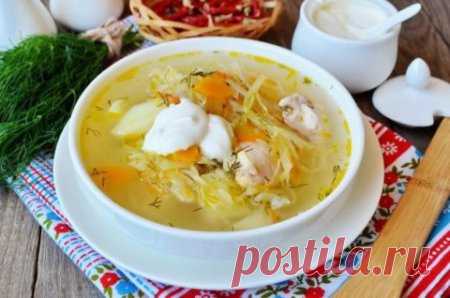 Суп с квашеной капустой и курицей | Краше Всех