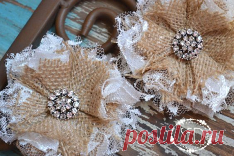 Shabby Chic Burlap and Lace Flowers Set of by SweetFaithDesigns, $14.00 | for Christmas