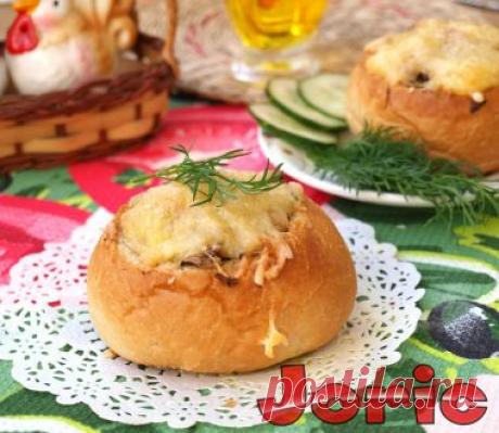 Грибной жульен в булочке рецепт с фото