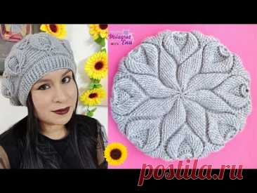 Como tejer la Boina N° 40 a crochet para mujer en punto hojas y estrella en relieves paso a paso