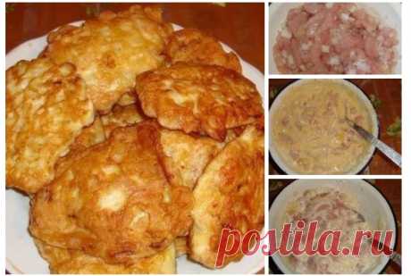 Куриные оладьи Получаются очень сочные оладьи.
