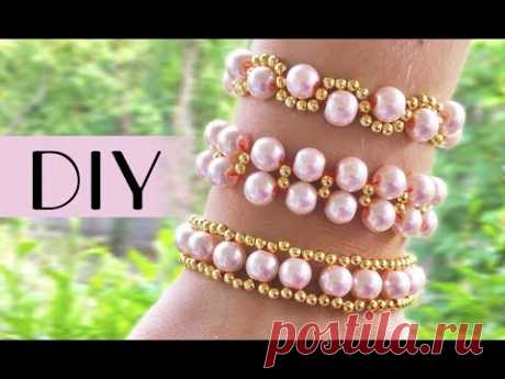 Top 3 easy DIY beads bracelets / Простые браслеты из бисера на резинке для начинающих (детей)