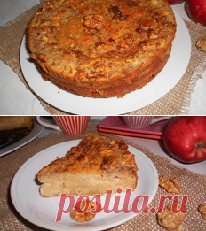 Яблочный пирог с ореховой глазурью рецепт с фото