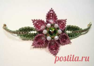 Схема объемного цветка из бисера. Driving flower beads. | Домоводство для всей семьи