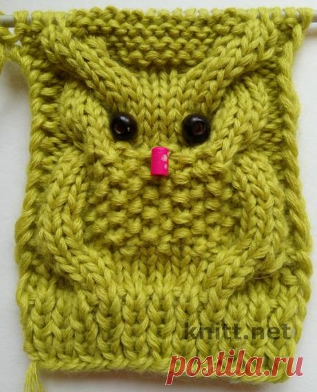 Узор сова спицами, схема сова, описание, видео