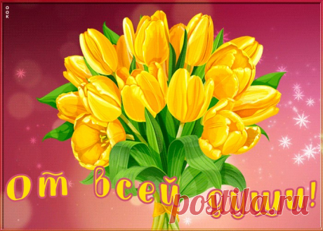 Открытка желтые тюльпаны