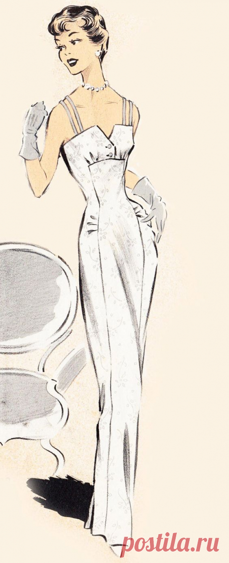 Vintage Sewing Pattern 1950's Cocktail or Wedding Dress in Any Size - PLUS Size Included - Depew 7121 -INSTANT DOWNLOAD