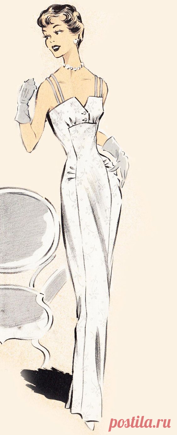 Vintage Sewing Pattern 1950's Cocktail or Wedding Dress in Any Size - PLUS Size Included - Depew 7121 -INSTANT DOWNLOAD