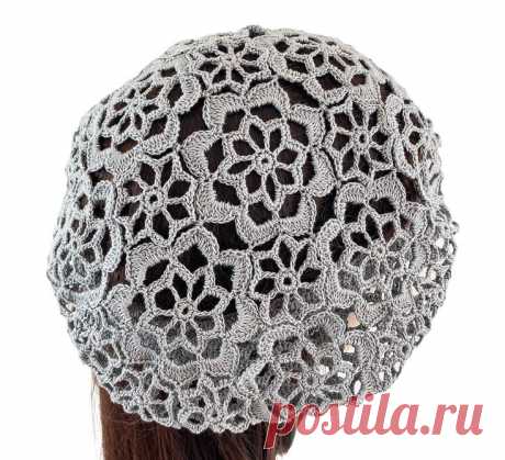 Irish Lace Crochet Women Ladies girls Vintage Style Cloche Rasta Snood Tam Beach Cotton Beret Hat Gray Spring Summer Fashion