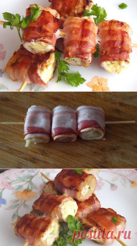 Куриный шашлычок в беконе.