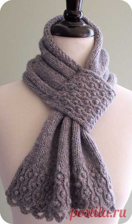 Красивый шарф спицами с узором &quot;шишечки&quot; | Handmade24