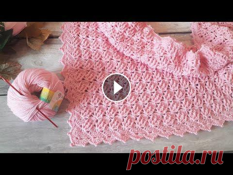 Вяжем бактус (шаль) "Чаровница" крючком. Вяжем красивый, воздушный бактус или шаль крючком. Размер 145*55см. Знание основных элементов вязания крючком обязательно. Использовалась пряжа: Пехор...