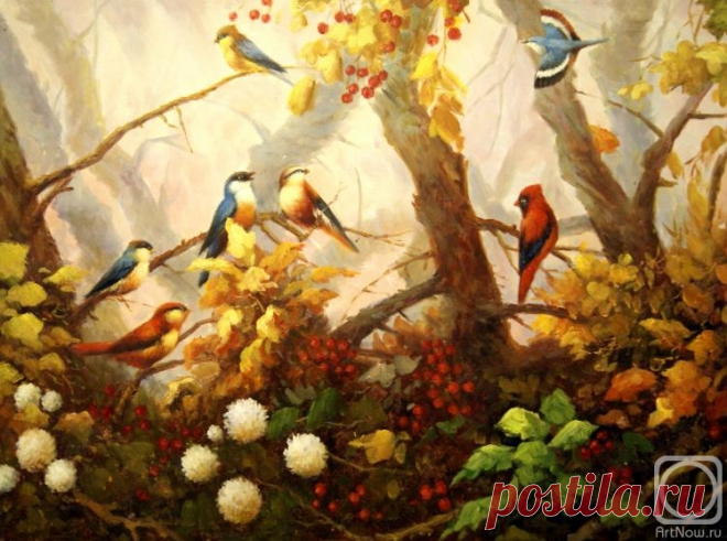 «Райские птички» картина Бруно Тины (дерево, масло) — купить на ArtNow.ru