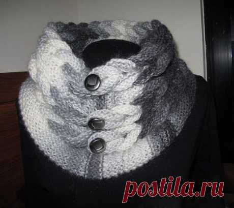 Оригинальный шарф-воротник спицами — DIYIdeas