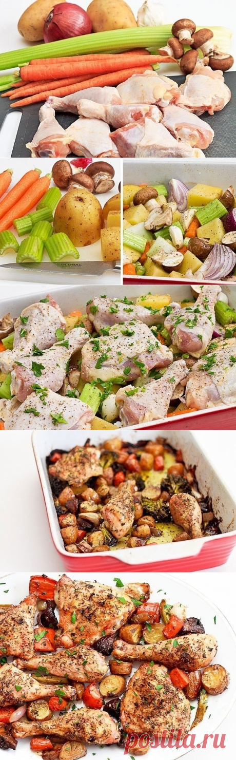 Как приготовить запеченная курица с овощами - рецепт, ингридиенты и фотографии