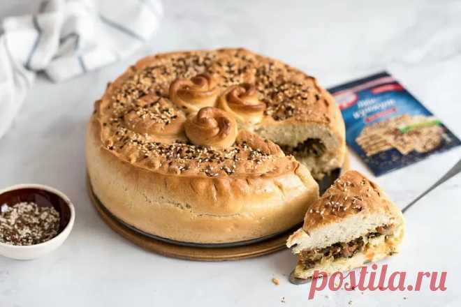 Постный пирог с капустой и грибами пошаговый рецепт с фото