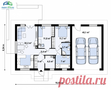 Проект z308 gp2: 1 этаж кирпич/блоки, площадь - 119 м2 | Готовые проекты домов - Proekt-shop