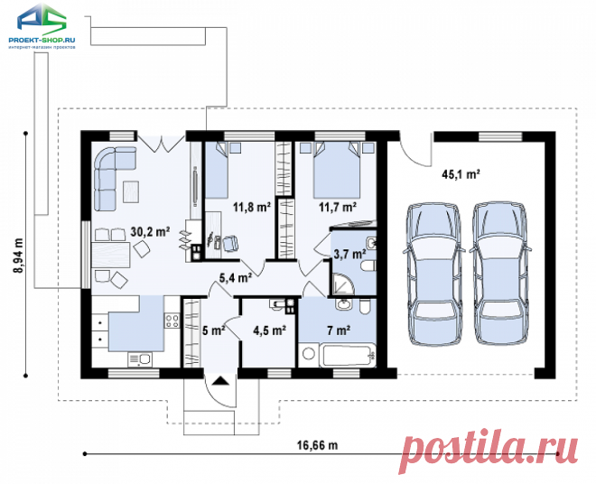 Проект z308 gp2: 1 этаж кирпич/блоки, площадь - 119 м2 | Готовые проекты домов - Proekt-shop