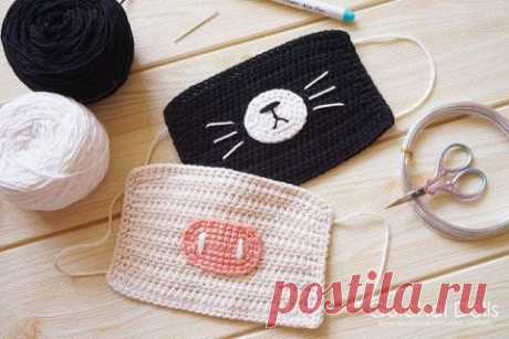 Декоративная маска для лица, связанная крючком. Работа Alise Crochet