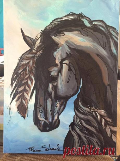 Война пони индийский пони ястреб перо черный андалузский | Etsy Украина