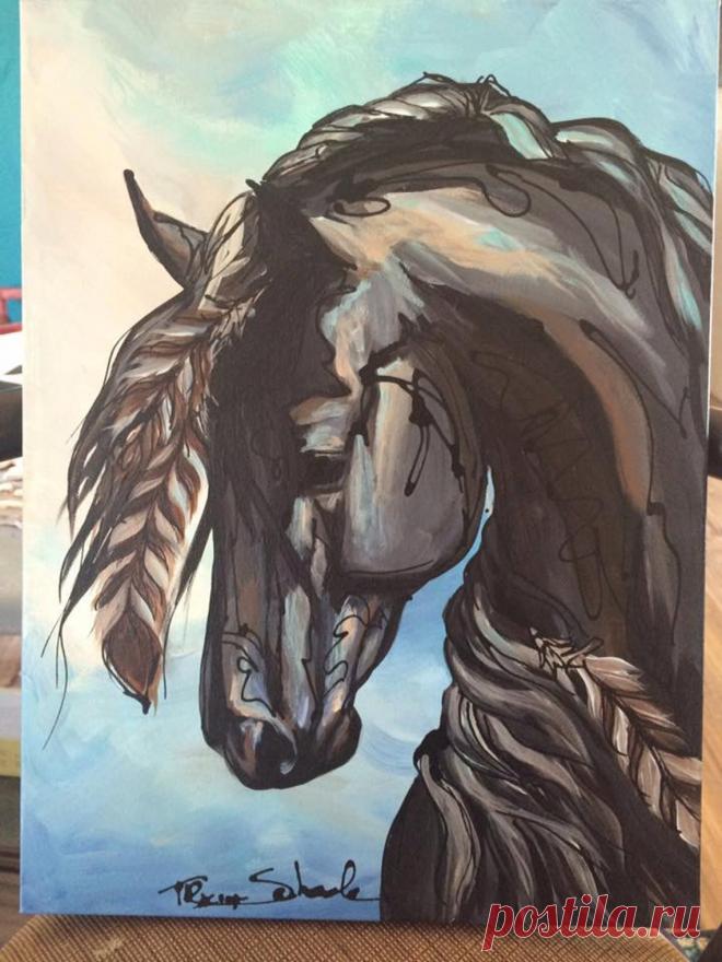 Война пони индийский пони ястреб перо черный андалузский | Etsy Украина