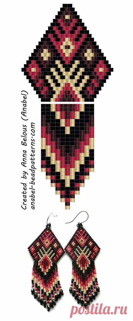 Схема серег из бисера - beaded earrings pattern | - Схемы для бисероплетения / Free bead patterns -