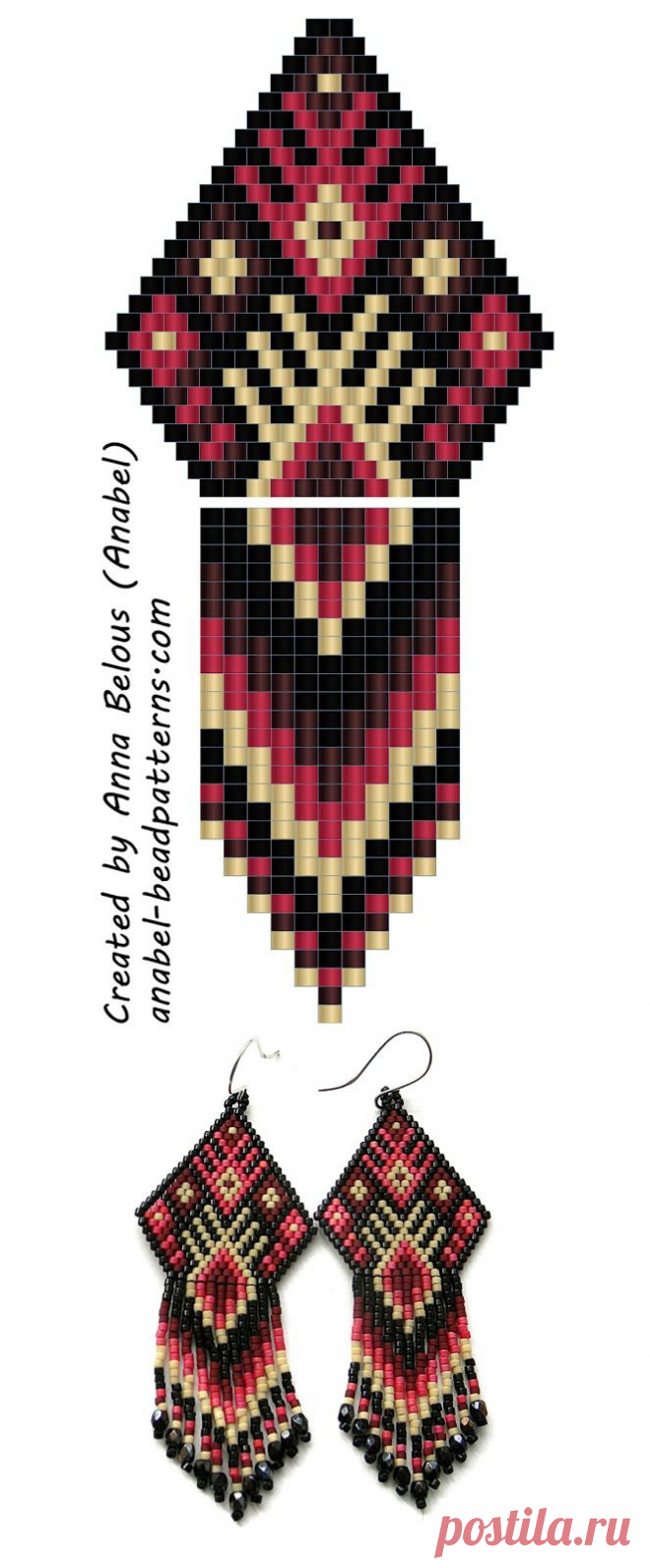 Схема серег из бисера - beaded earrings pattern | - Схемы для бисероплетения / Free bead patterns -