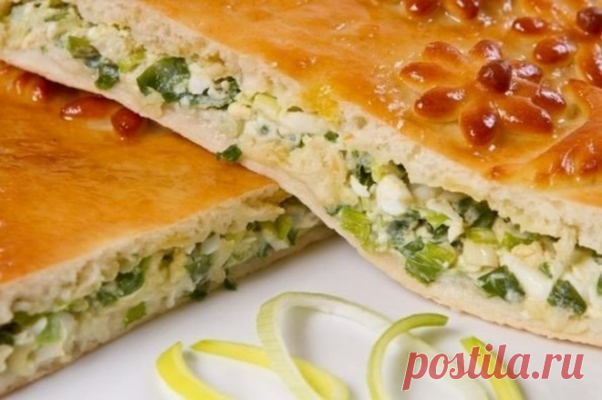 Быстрый заливной порог с зеленым луком и яйцом