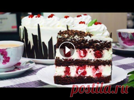 Торт &quot;ЧЕРНЫЙ ЛЕС&quot; НЕРЕАЛЬНО ВКУСНЫЙ!!! Понравится всем! Домашний Торт | Кулинарим с Таней Легкий воздушный и очень ароматный торт! Сочетание пропитанного шоколадного бисквита, нежного крема и яркой вишни создают потрясающую гармонию вкусов!...