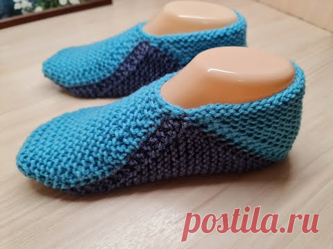 Авторские *Следки-домашние тапочки* спицами.