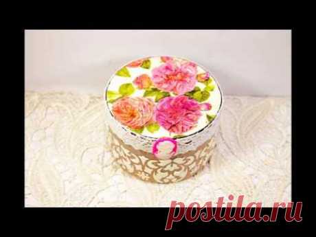 Decoupage lesson #35 Shabby chic jewelry box from recycled plastic cream jar ideas DIY tutorial